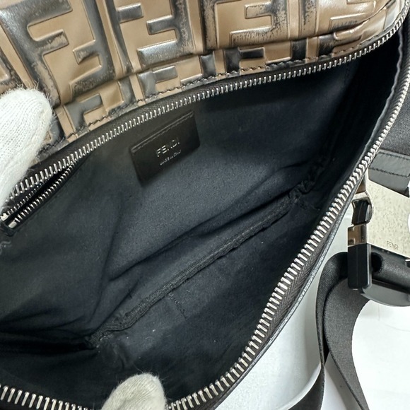FENDI Black Leather Zucca Shoulder Bag - Picture 10 of 12